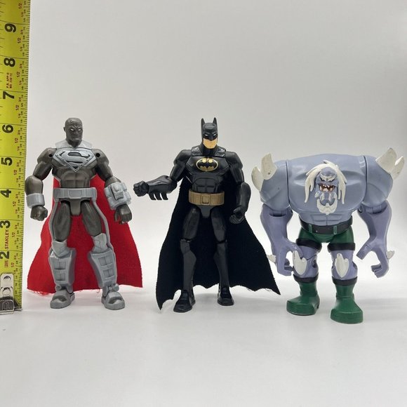 Mattel DC Comics Action Figure Lot Of 3 Steel Superman Doomsday & Batman Toy - Picture 2 of 3